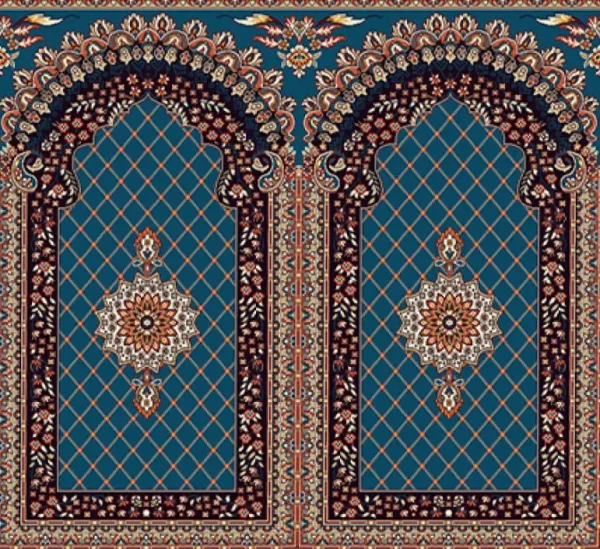 فرش سجاده ای طرح لطیف آبی