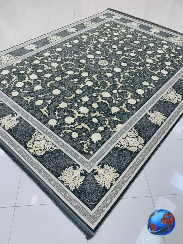 فرش طرح زرگل دودی 1200 شانه