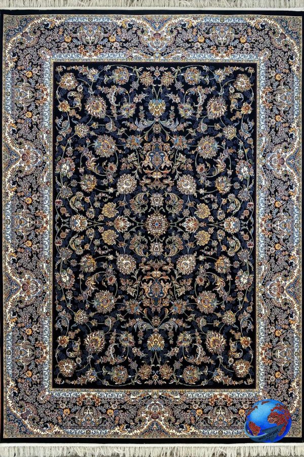 فرش طرح افشان درباری سرمه ای