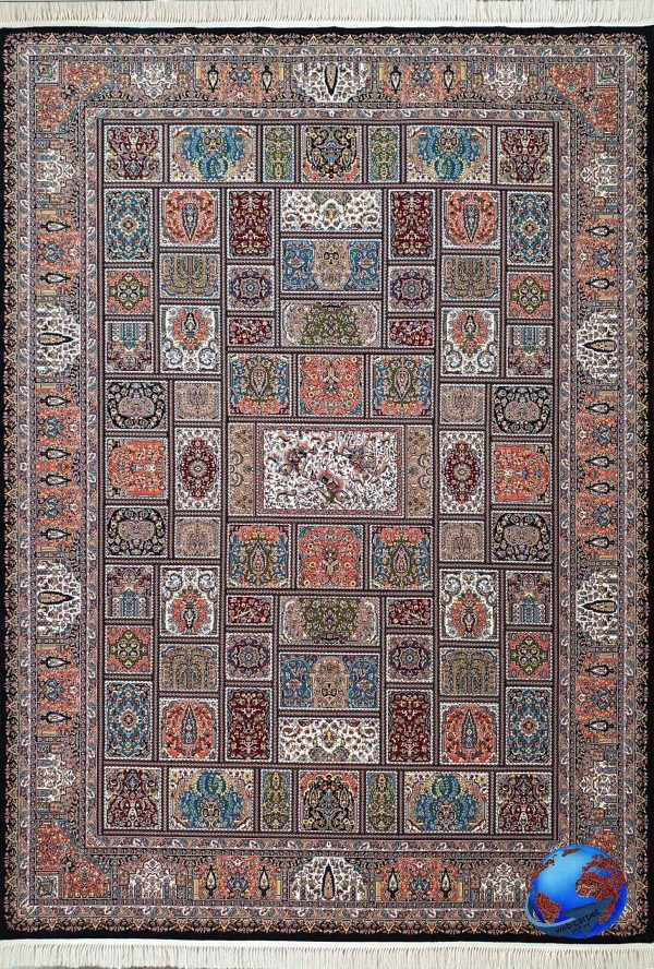 فرش طرح خشتی سرمه ای