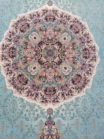 فرش طرح هالیدی آبی فیروزه ای 1200 شانه
