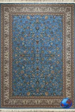 فرش طرح افشان گلریز صدف آبی فیروزه ای