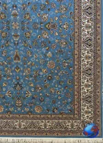 فرش طرح افشان گلریز صدف آبی