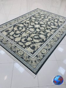 فرش طرح زرافشان (طلاکوب) زغالی 1500 شانه