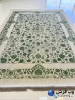 فرش افشان طرح رستا سبز و کرم 1200 شانه کاشان
