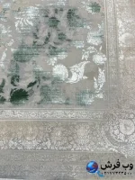 فرش وینتیج مدرن طرح رمیصا طوسی سبز 1200 شانه کاشان