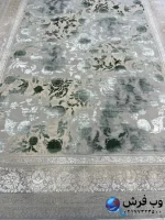 فرش وینتیج مدرن طرح رمیصا طوسی سبز 1200 شانه کاشان