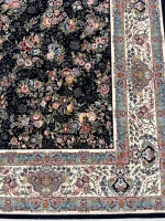فرش طرح باغ گل سرمه ای