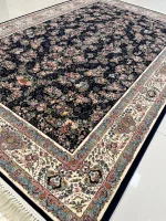 فرش طرح باغ گل سرمه ای1200