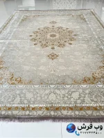فرش 1200 شانه بژ طلایی طرح سوژین کاشان