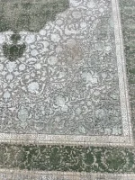 فرش وینتیج طوسی سبز گل برجسته 1200 شانه کاشان الی