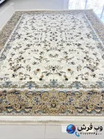 فرش افشان 1200 شانه طرح روژان سفید کاشان