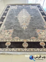 فرش 1200 شانه طوسی نقره ای آنابیتا کاشان