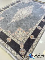 فرش 1200 شانه طوسی نقره ای طرح آنابیتا کاشان