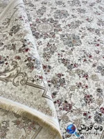 فرش باغ بهشت افشان پروا رنگ کرم 1200شانه کاشان