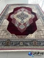 فرش ترنج دار لاکی طرح رزا 700 شانه کاشان