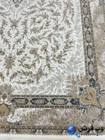 فرش رنگ کرم طلایی ترنج دار مدیسه 1200شانه کاشان