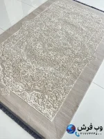 فرش طوسی فانتزی گل برجسته المیرا کاشان