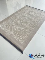 فرش طوسی فانتزی گل برجسته طرح المیرا