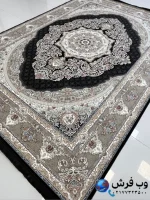 فرش مشکی گل برجسته اعیان 1200شانه