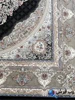 فرش مشکی گل برجسته اعیان 1200شانه کاشان