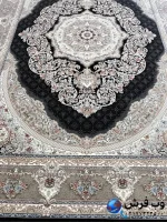 فرش مشکی گل برجسته طرح اعیان 1200 شانه
