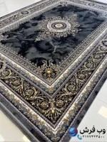 فرش ورساچه مشکی طرح ژیوا 700شانه کاشان