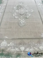 فرش پتینه طوسی سبز طرح هلن 1200 شانه کاشان