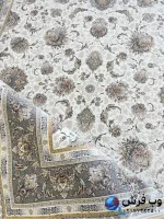 فرش کاشان افشان سلطنتی کرم طرح ژولیت 1200 شانه