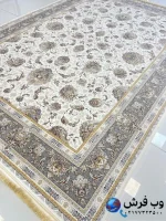 فرش کاشان طرح افشان سلطنتی رنگ کرم طرح ژولیت 1200 شانه