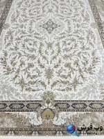 فرش کرم طلایی ترنج دار مدیسه 1200شانه کاشان