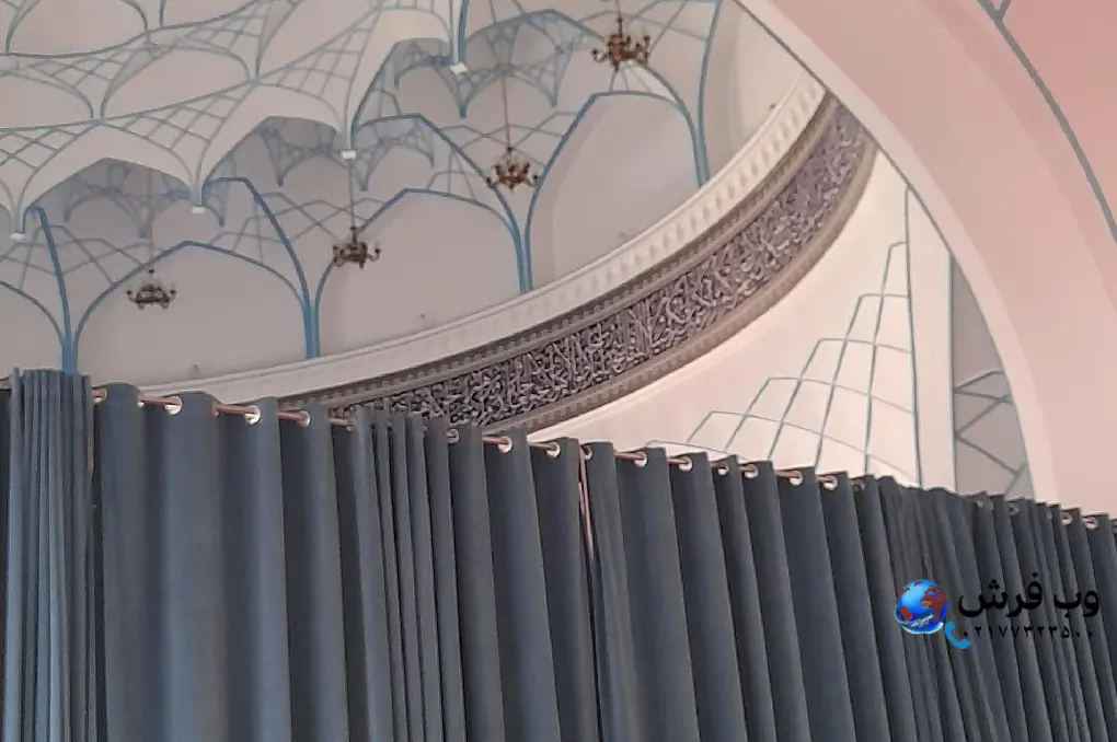 پرده مخمل مسجد رنگ سبز مدل پانچ