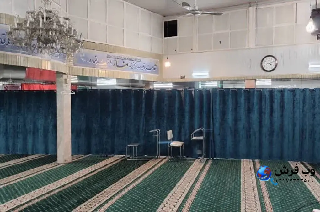 پرده مخمل مسجد رنگ سرمه ای