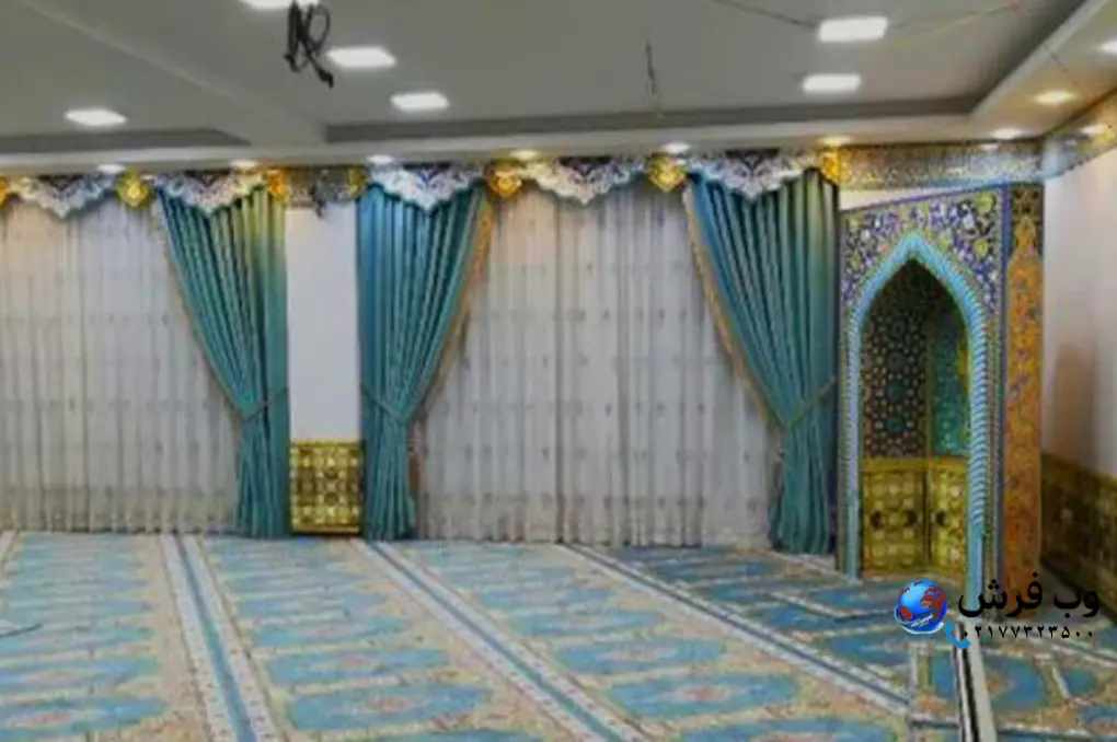پرده مخمل مسجد طرح جدید و شیک والان دار