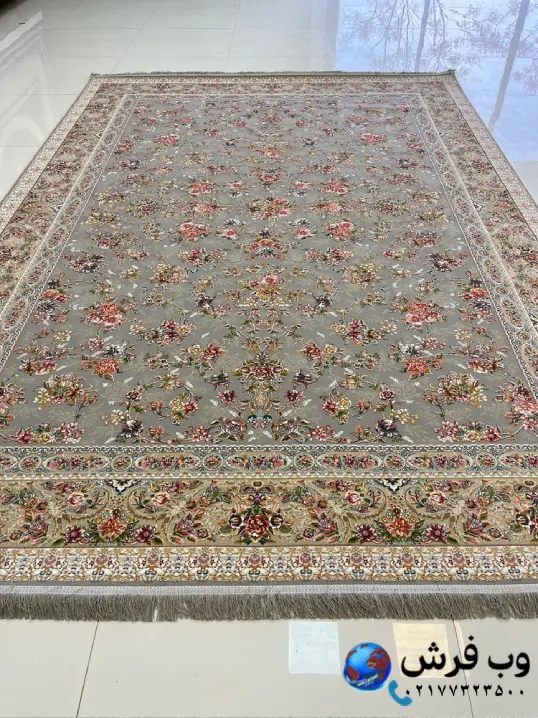 فرش طرح باغ بهشت طوسی 1200شانه کاشان