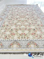 فرش 1200 شانه گل برجسته طرح پرنیان نقره ای