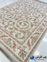 فرش 1200 شانه گل برجسته طرح گل گندم کاشان