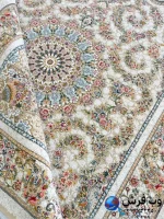 فرش طرح ترنج رنگ نقره ای 1200شانه کاشان