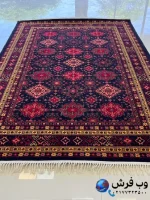 فرش قرمز سرمه ای 700شانه کاشان طرح آسایش