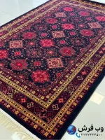 فرش قرمز سرمه ای 700شانه کاشان طرح آسایش کاشان