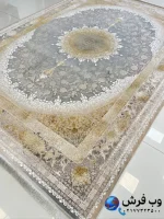 فرش وینتیج کاشان شاهانه 1200 شانه رنگ طلایی