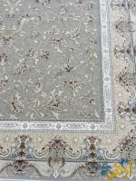 فرش 1500 شانه افشان طرح دیبا نقره ای کاشان
