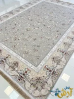 فرش 1500 شانه گل برجسته افشان دیبا نقره ای کاشان