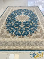 فرش آبی طلایی طرح صنم 1200شانه