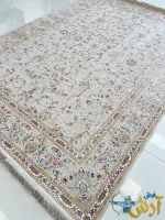 فرش افشان کرم طرح دلسا 1500 شانه کاشان
