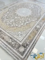 فرش بژ طلایی 1200شانه طرح شاهانه کاشان