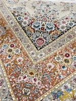 فرش ترنج کرم گلبهی برجسته 1500شانه اوان