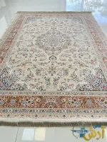 فرش ترنج کرم گلبهی گل برجسته 1500شانه اوان