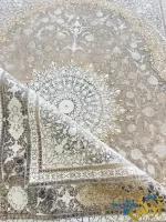 فرش رنگ بژ طلایی 1200شانه طرح شاهانه کاشان