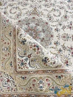 فرش سفید و کرم گل برجسته 1500 شانه طرح نگارستان